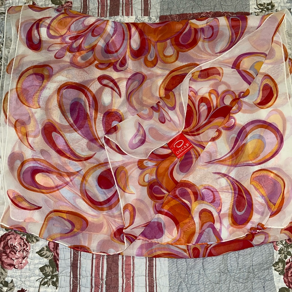 Oscar Silk Sheer Oblong Scarf 72” X 21”